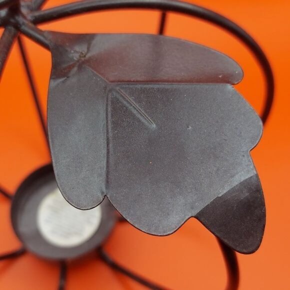 Metal 9" x 8" Black Open Pumpkin Votive Tea Light Holder Fall Halloween Decor - Picture 4 of 6